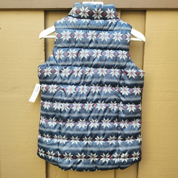 Old Navy Girls M(8) Vest Fair Isle Zip Frost Free Pockets Quilted Fleece-Lined - Picture 3 of 16
